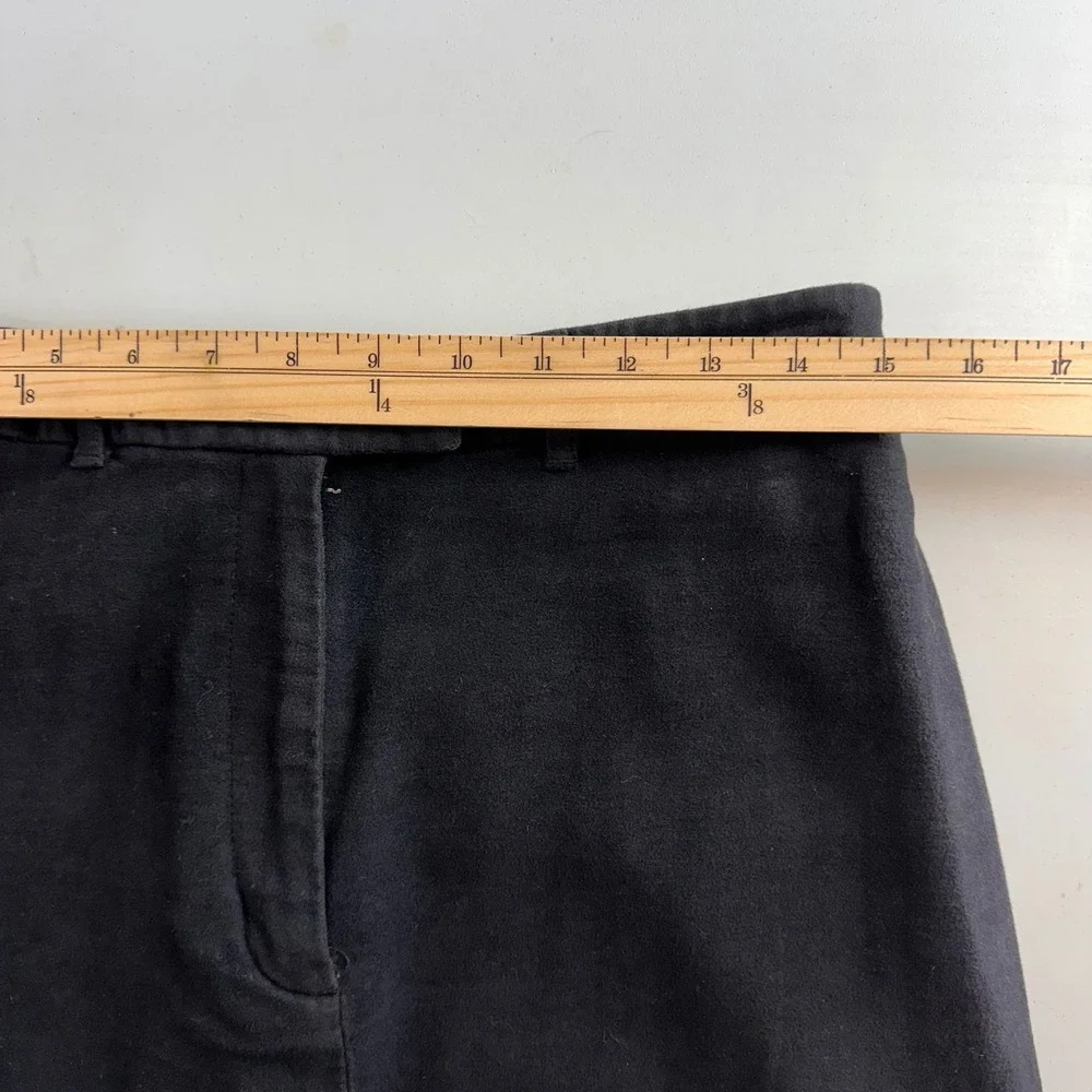 Vtg LL Bean‎ Womens Black Cotton Pencil Skirt Size 12 Reg Knee Length Back Vent